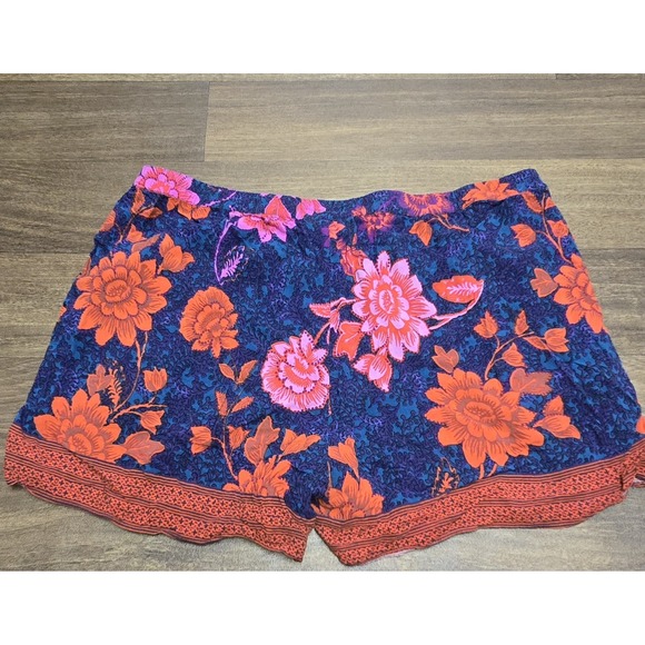 Anthropologie Ett Twa Women‎ XL Wynnewood High Rise Floral Shorts Pockets Red - Picture 3 of 7